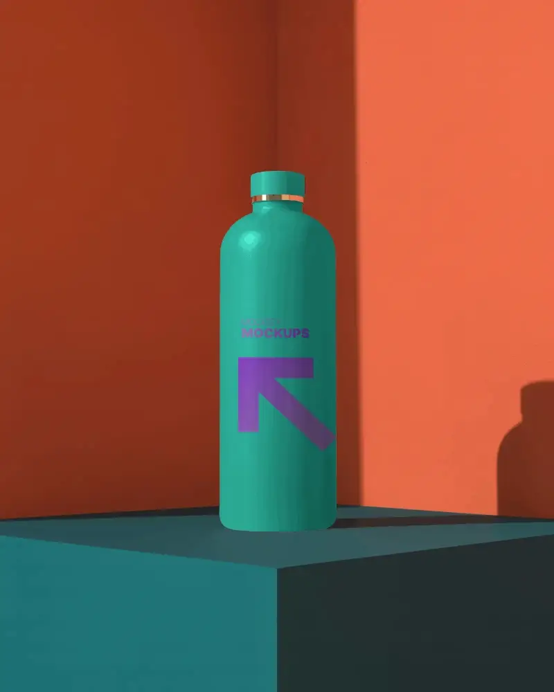 Sleek Modern Metallic Bottle Mockup Design For Outdoor Adventures And Active Lifestyles