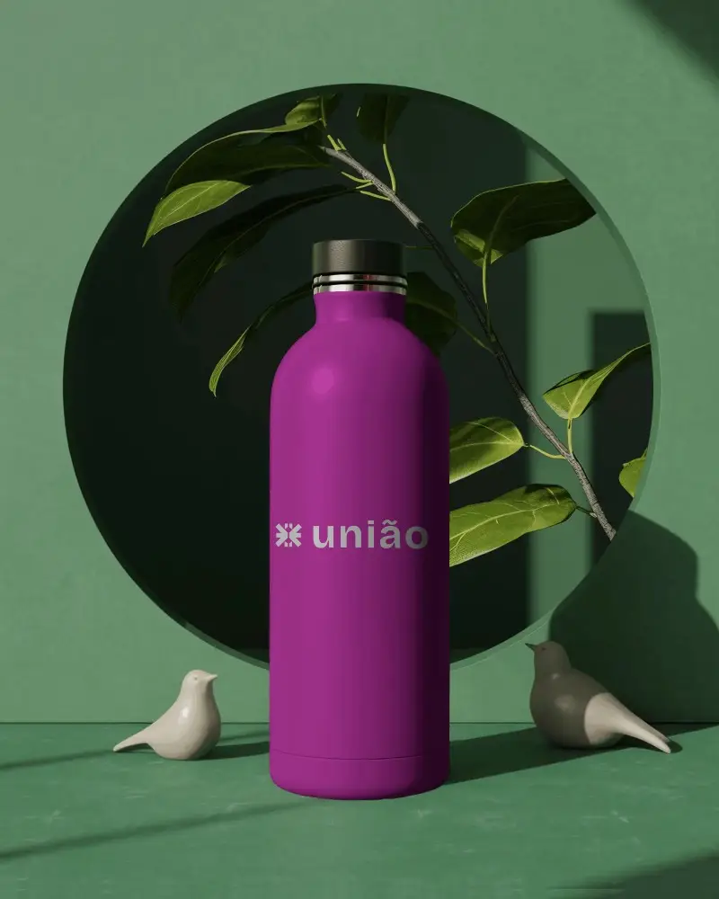 Sleek Minimalist Thermo Bottle Mockup For Modern Eco Friendly Brand Packaging Designs