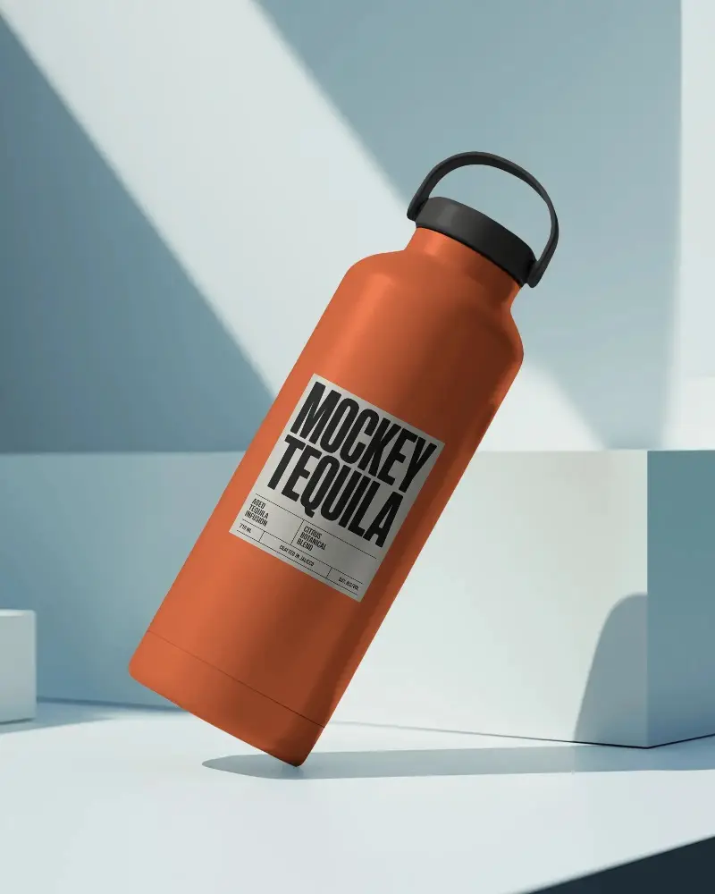 Sleek Portable Water Bottle Mockup With Easy Carry Handle For Custom Branding Power