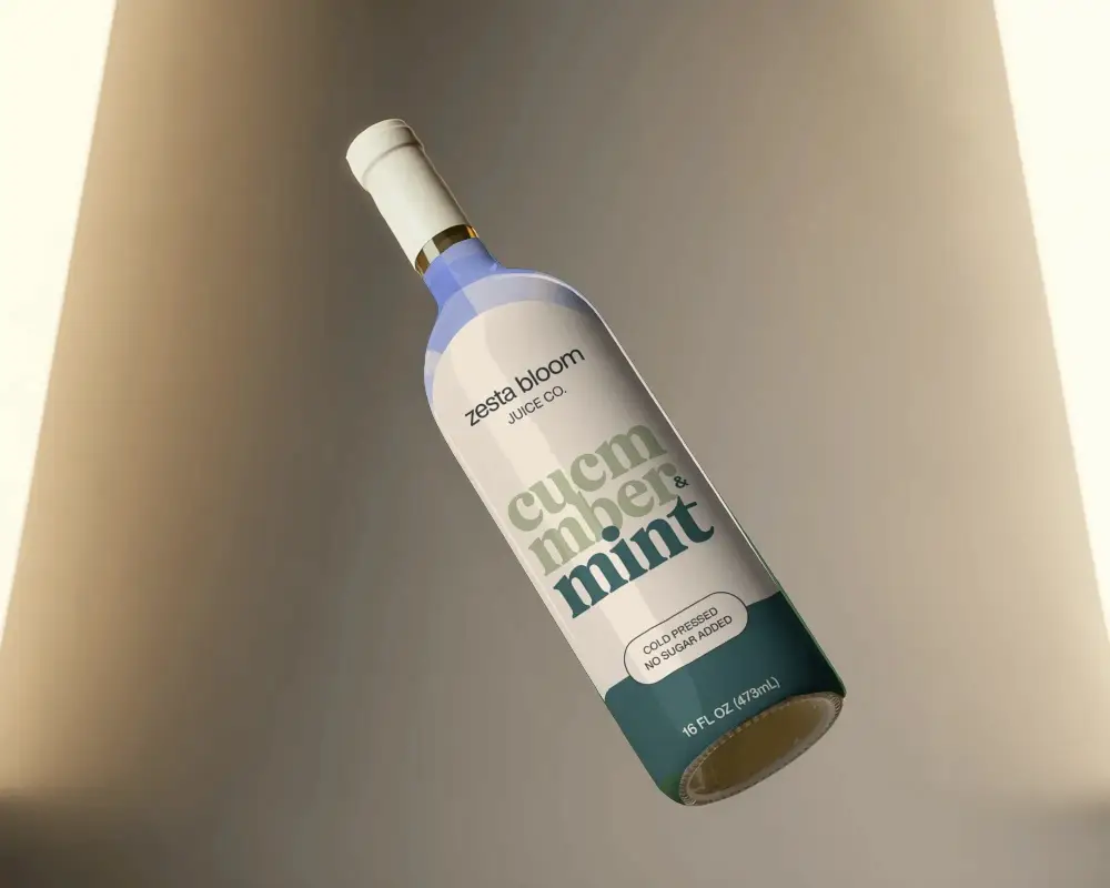 Realistic Floating Wine Bottle Mockup For Label Presentation And Branding Designs