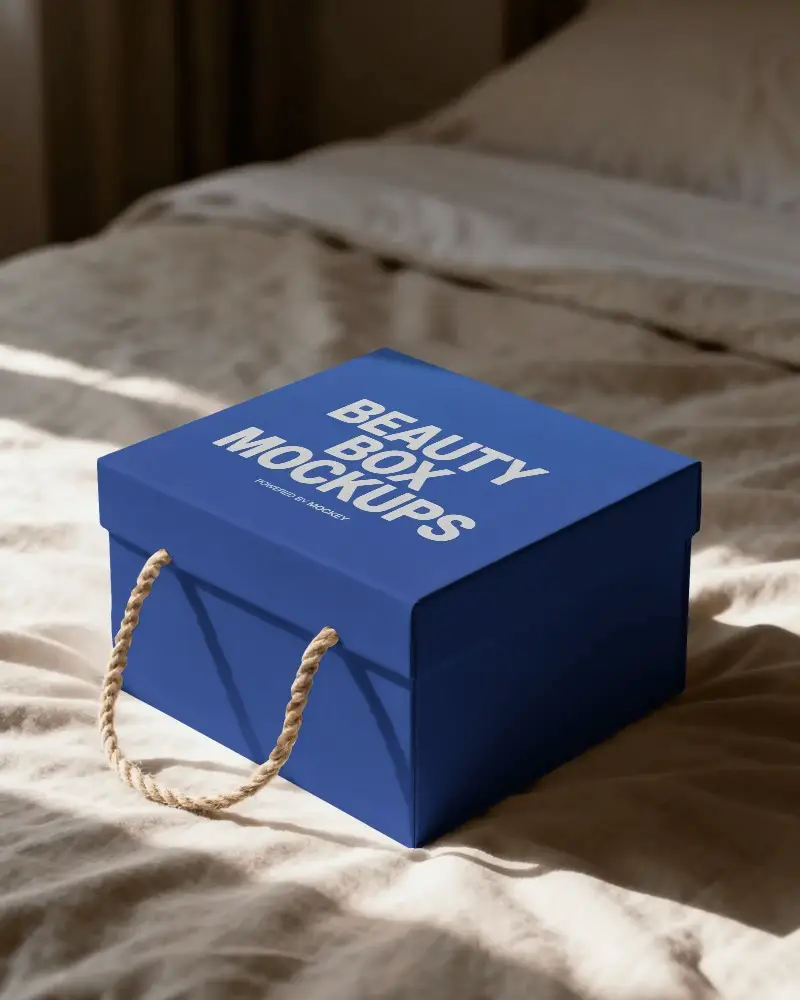 Premium Quality Craft Box Mockup With Rope Handle For Luxury Packaging And Gift Presentation