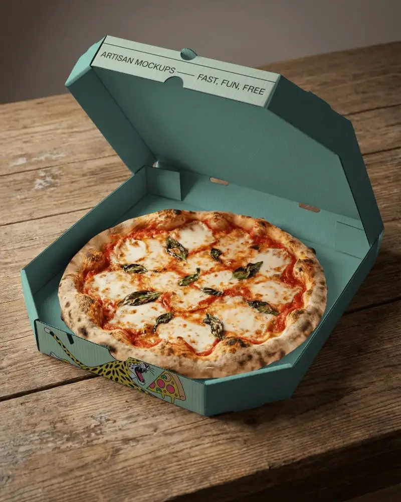 Premium Quality Food Packaging Box Mockup For Pizza Delivery And Takeout Services