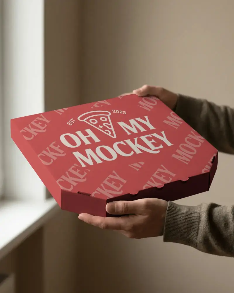 Premium Quality Corrugated Flat Box Mockup For Pizza Or Document Carrying Usage