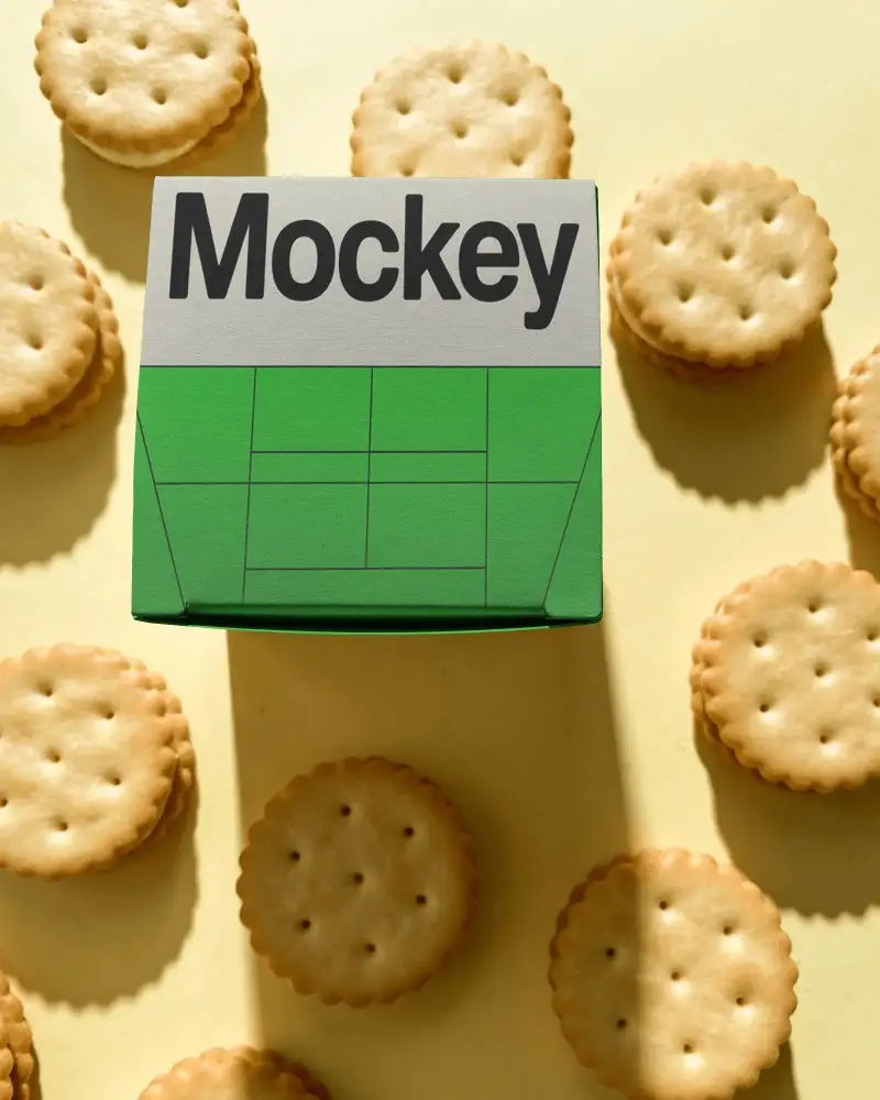 Premium Quality Square Packaging Box Mockup With Clean Minimalist Design For Gourmet Snack Products