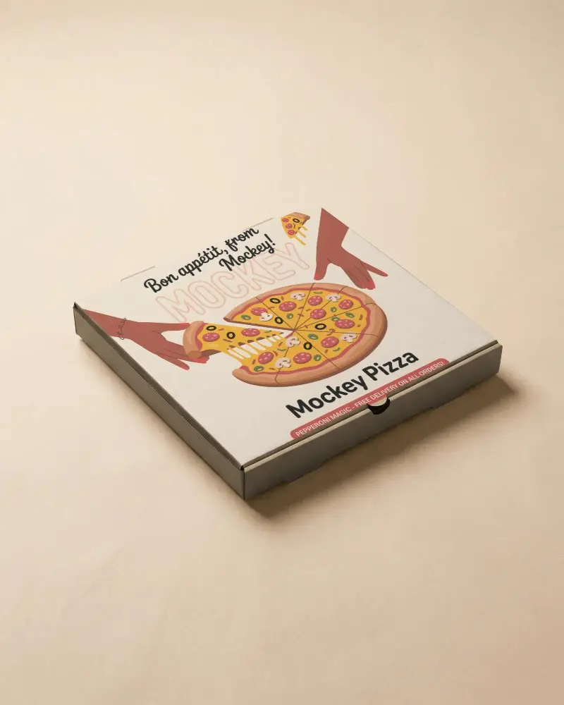 Sleek Square Pizza Box Mockup For Custom Branding And Packaging Design Presentation