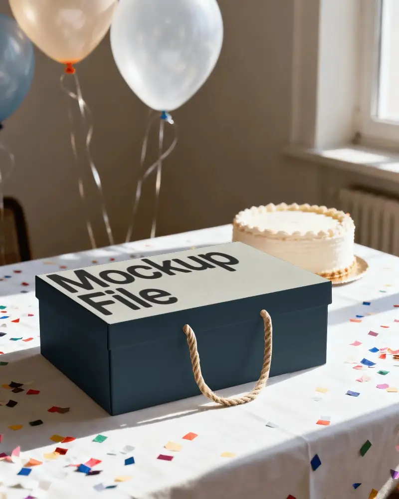 Stylish Rectangular Storage Box Mockup With Reinforced Rope Handle For Easy Carry And Use