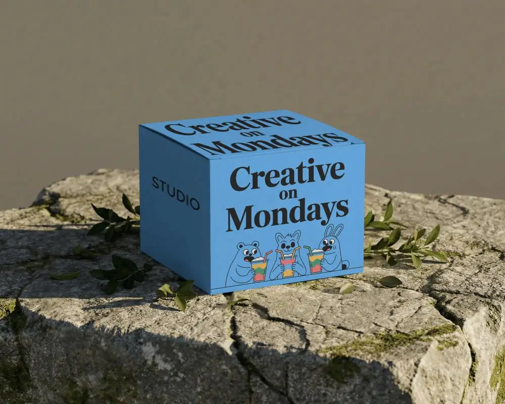 Minimalist Box Packaging Mockup Nature Inspired Product Display Platform Realistic