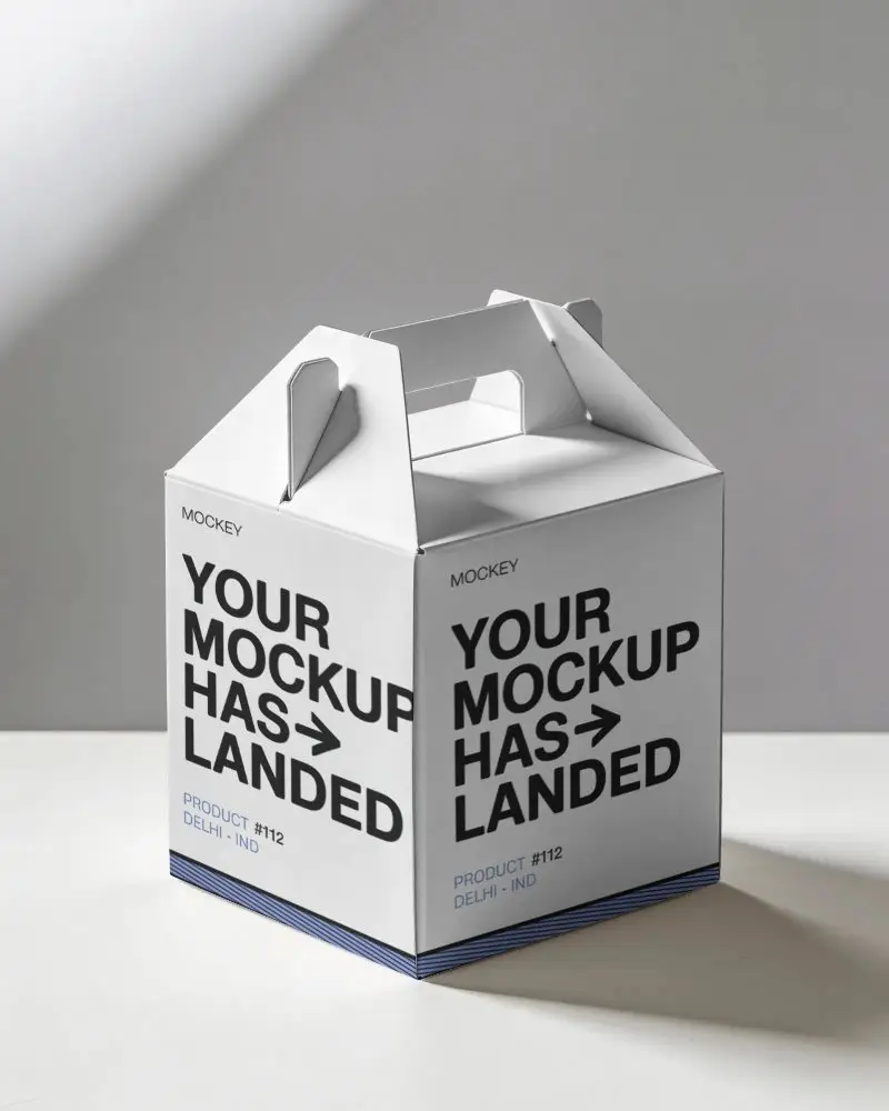 Portable Carry Handle Gift Box Mockup For Easy Transport And Elegant Presentation Packaging