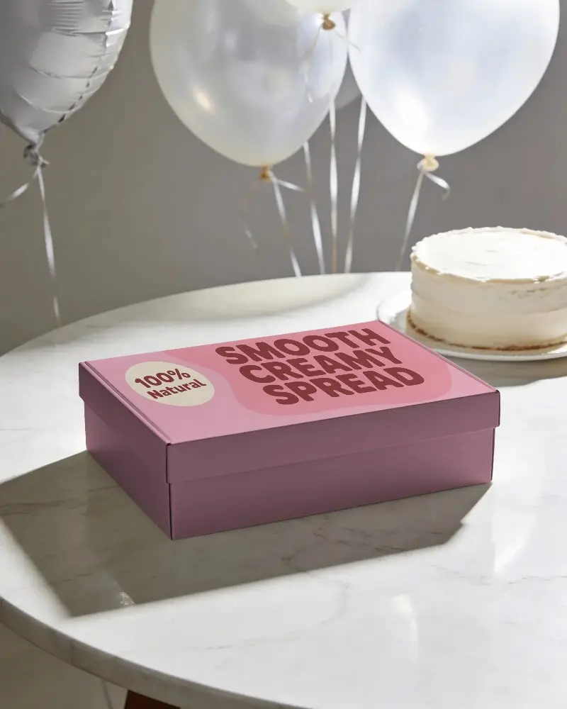 Sleek Luxury Gift Box Mockup Presented On Marble Table For Event Packaging Design