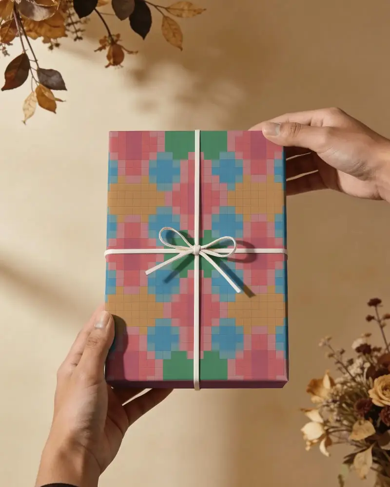 Elegant Gift Box Mockup With Minimalist Ribbon Tying Held In Hands For Special Occasions