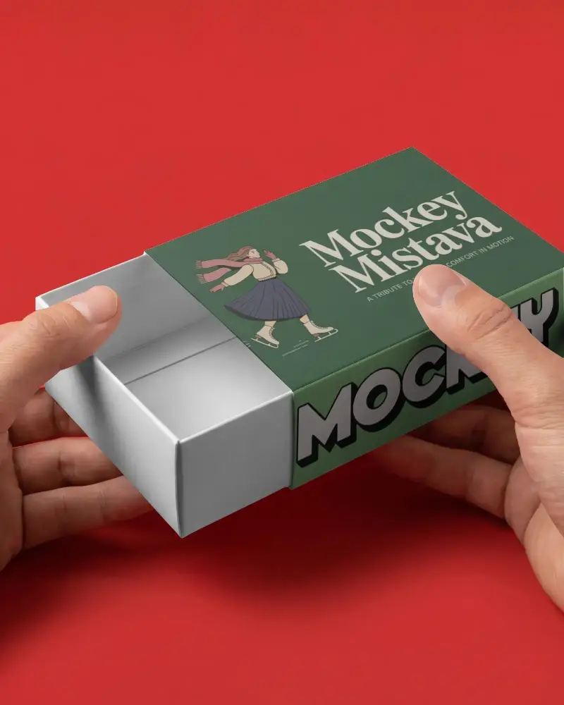 Realistic Slide Drawer Box Mockup For Luxury Packaging Design And Custom Brand Presentations