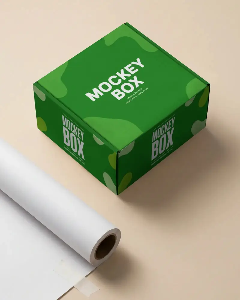 Elegant Closed Box Mockup With Rolled Paper For Custom Branding And Product Packaging Ideas