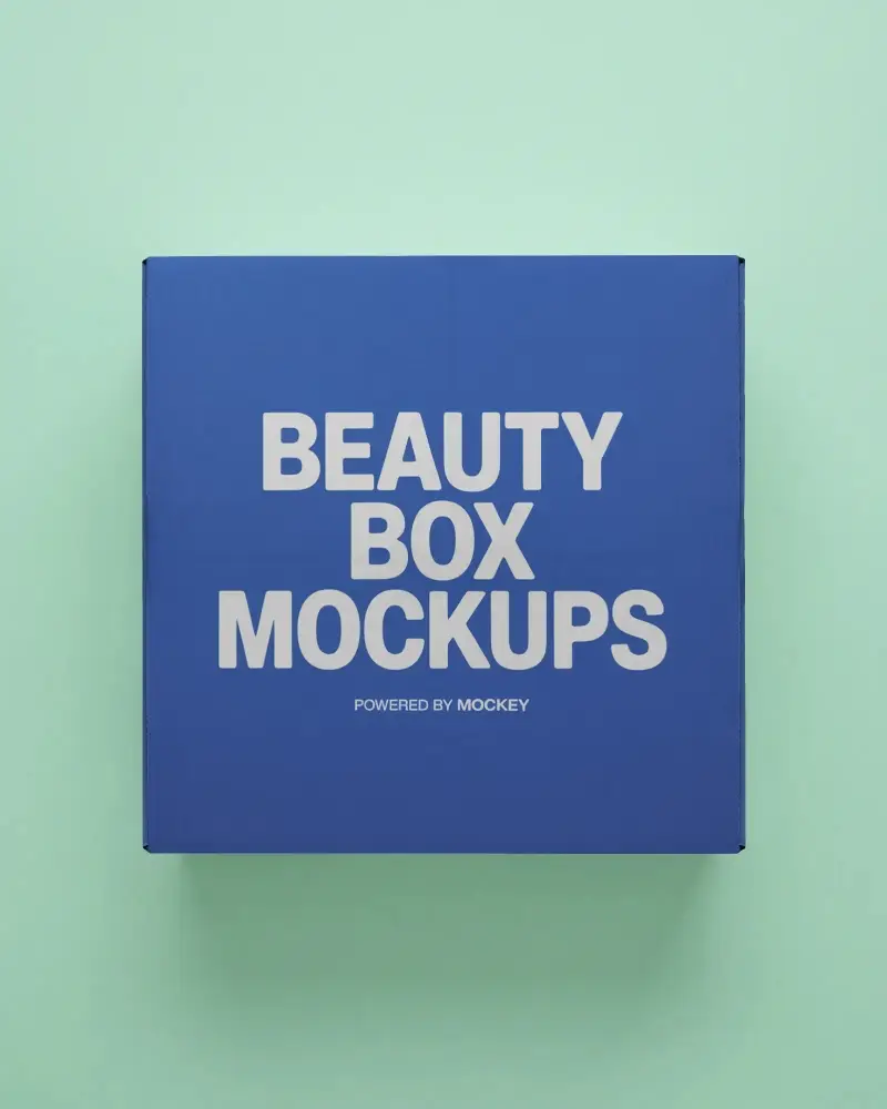 Square Cardboard Box Mockup With Seamless Taped Top For Secure Shipping And Packaging Purposes