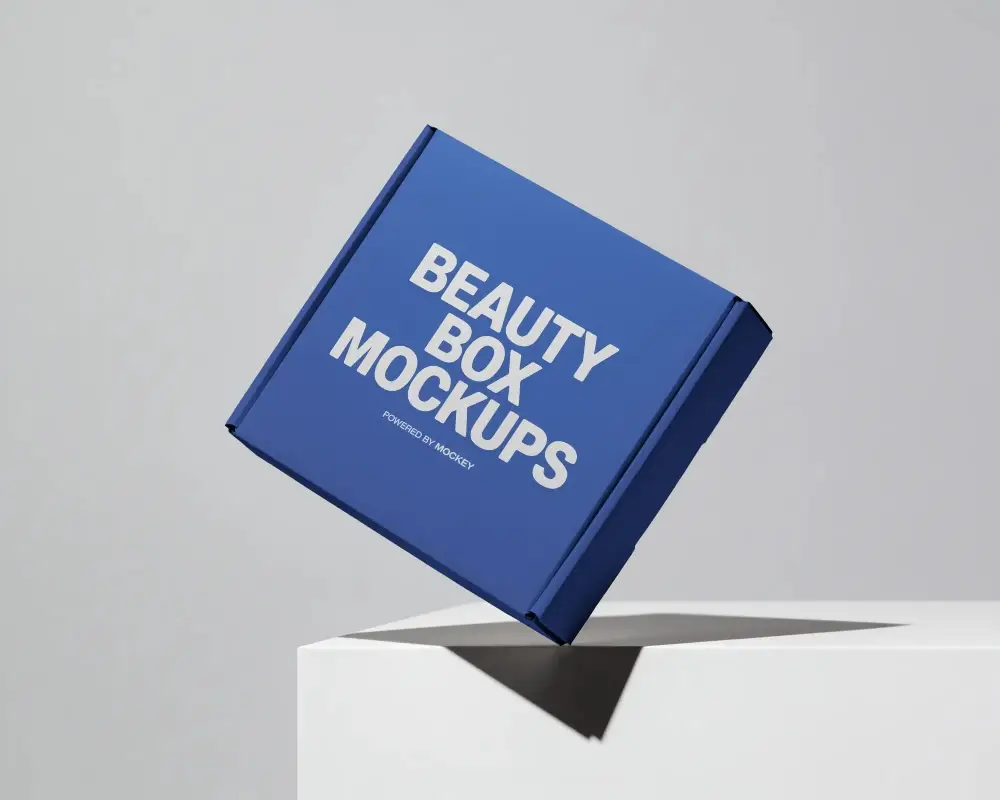 Minimalistic Square Folding Box Mockup For Brand Packaging Design And Promotional Use