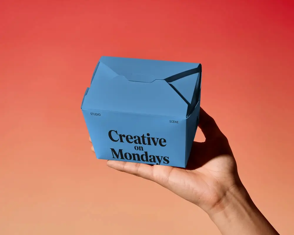 Sleek Carrying Hand Compact Food Packaging Box Mockup With Simple Structure