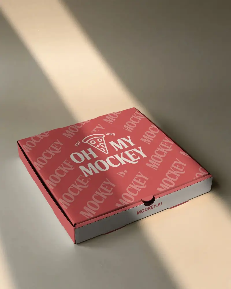 Sleek Flat Pizza Box Packaging Mockup For Catering Food Delivery And Custom Print Designs