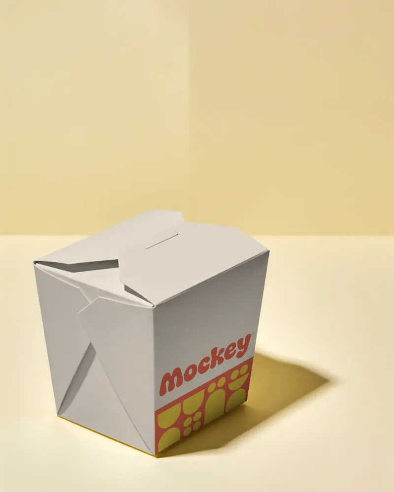 Paper Food Container Box Mockup For Carryout Or Takeaway Packaging Design Presented