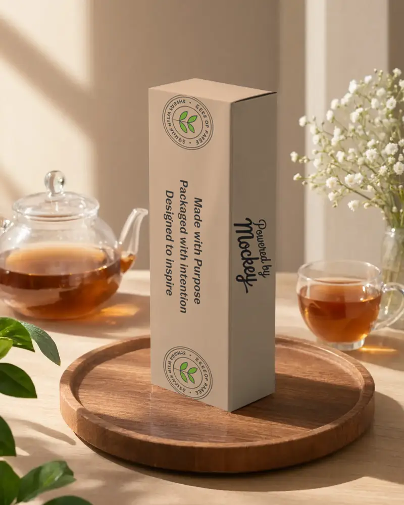 Modern Vertical Folding Carton Box Mockup With Clean Lines For Promotional Packaging Solutions