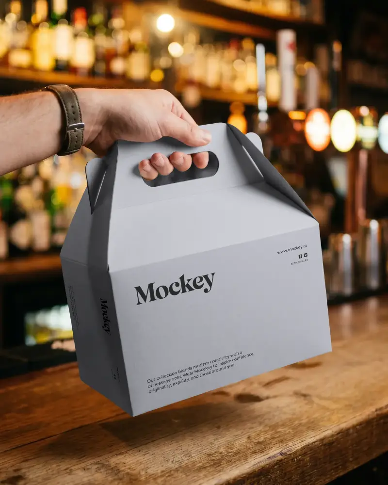 Eco Friendly Portable Food Box Mockup Closed Lid And Integrated Handle For Easy Carrying