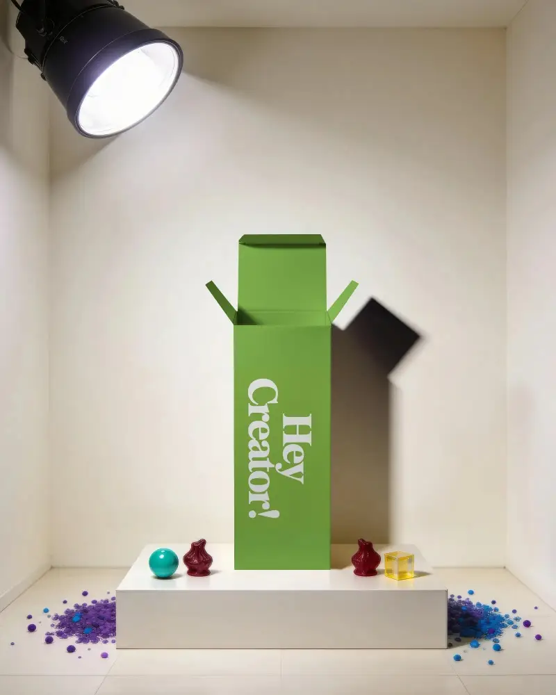 Tall Rectangle Open Box Mockup For Product Packaging Creative Display Stand Design