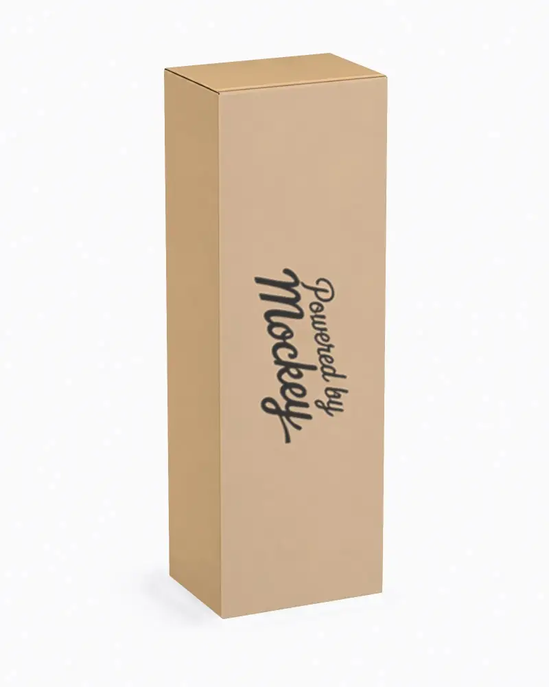 Vertical Cardboard Box Mockup With Clean Smooth Texture Perfect For Cosmetics Or Gifts Packaging