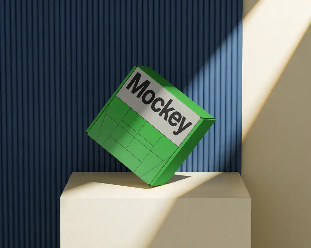 Modern Product Packaging Box Mockup With Shadow And Minimalist Background Design