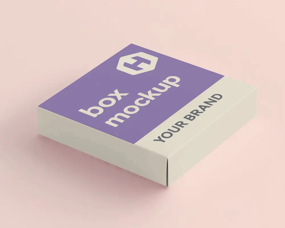 Angled Square Box Mockup Soft Pink Background Clean Minimalist Packaging Design 099