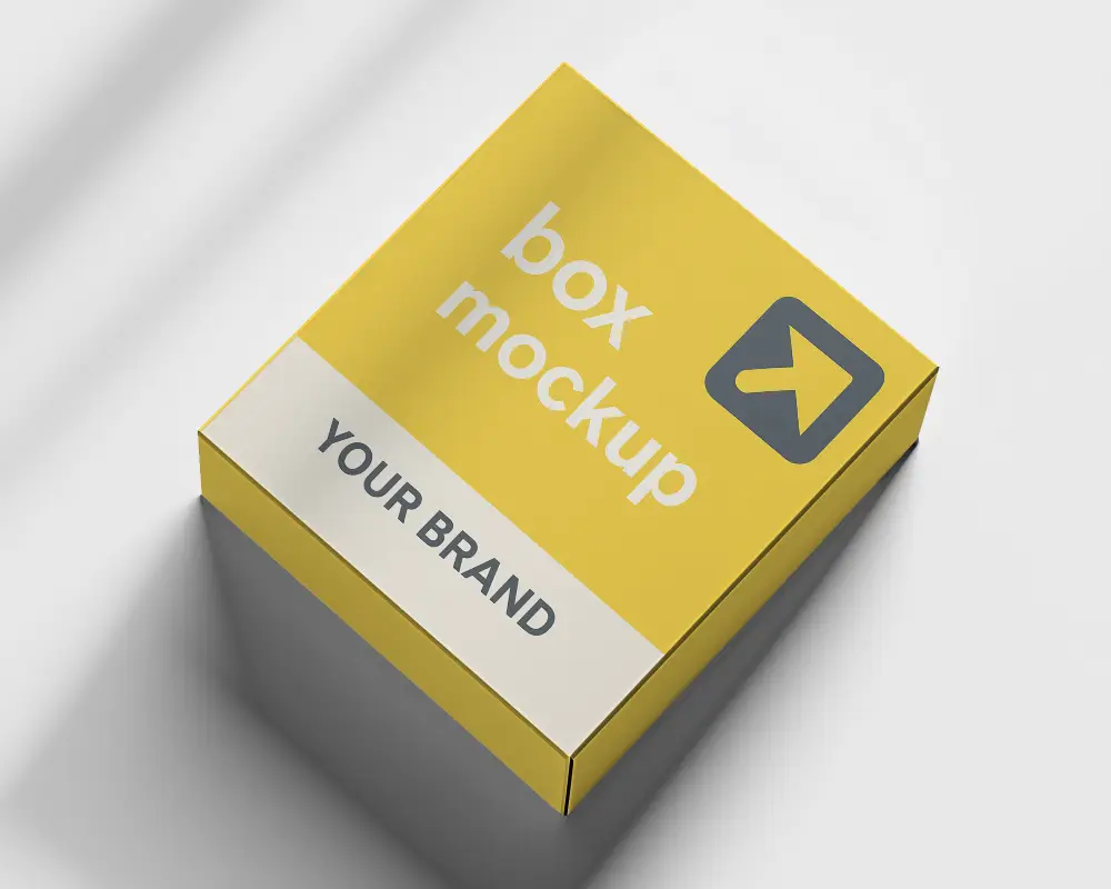 Angled Sunlit Box Mockup White Packaging On Clean Surface With Soft Shadows Minimal And Elegant Presentation 091