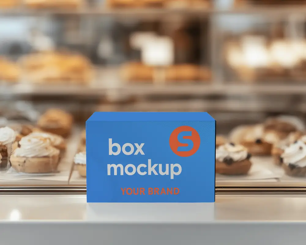 Bakery Display Packaging Box Mockup Front View Cozy And Inviting Ambience 0133