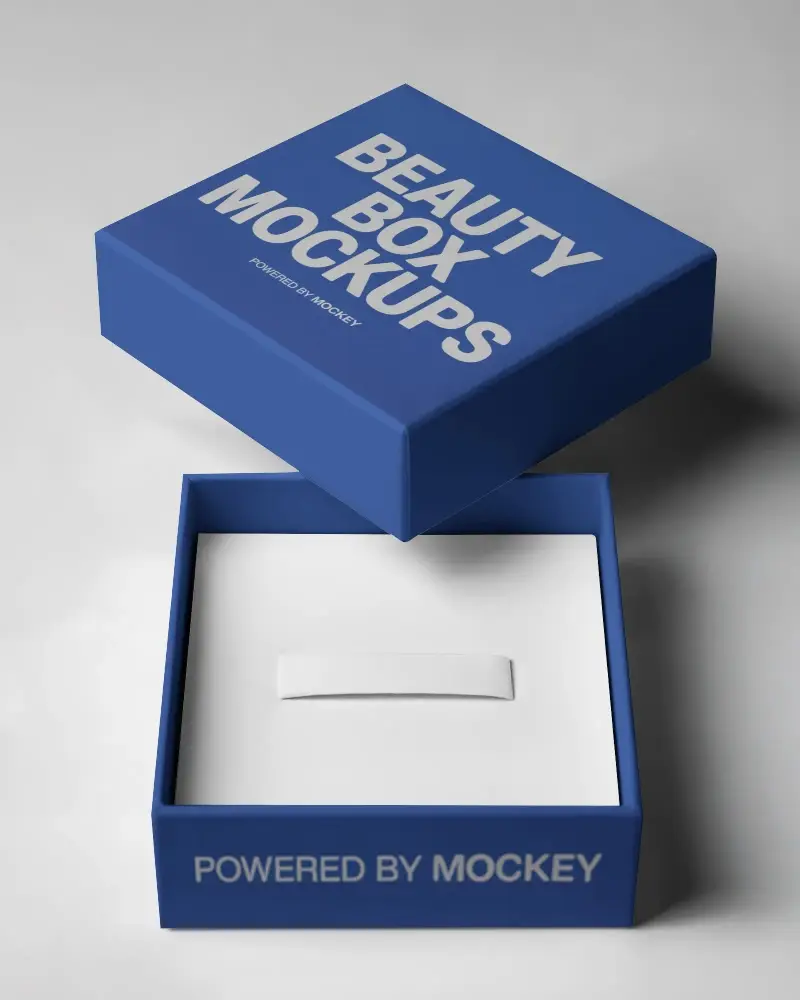 High Quality Square Present Packaging Box Mockup Open Top Showing Insert For Product Placement