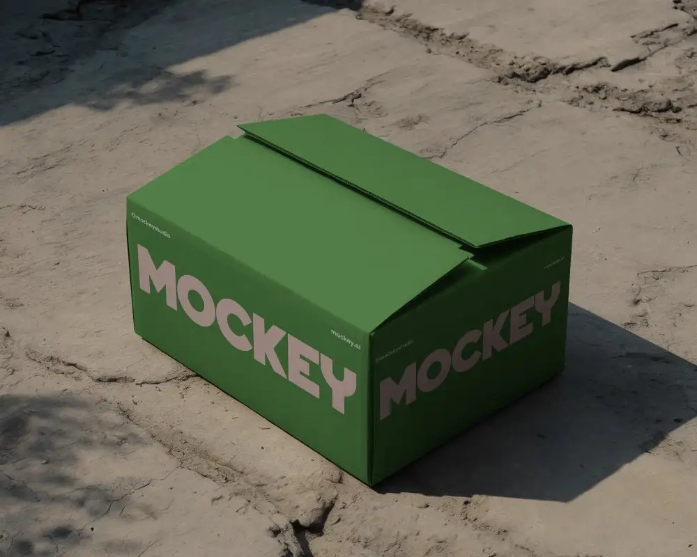 Sturdy Rectangular Packaging Box Mockup With Closed Flap Design For Product Shipping Use