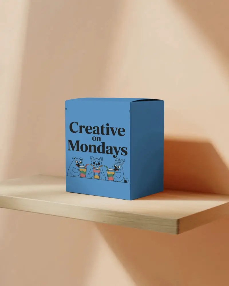 Minimalistic Product Packaging Box Mockup On Wooden Shelf With Clean Background Design