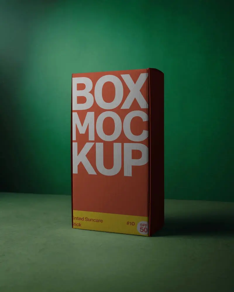 Realistic Vertical Box Presentation Mockup For Elegant Brand Product Packaging