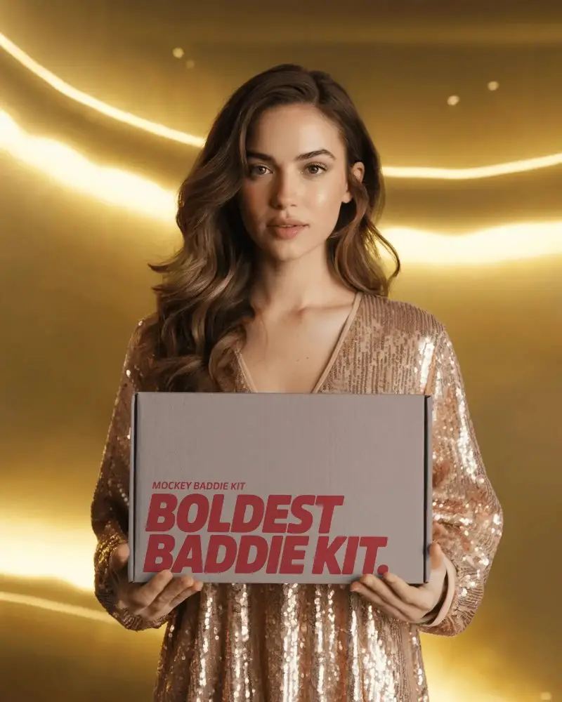 Woman Holding Large Rectangular Box Mockup Front View For Packaging Design Display