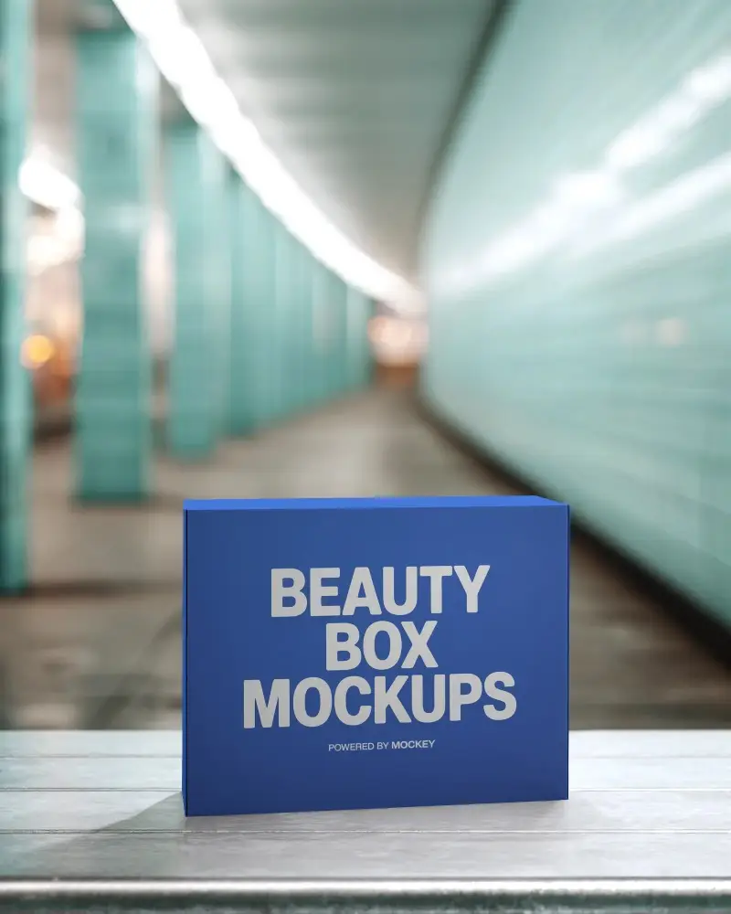 Professional Flat Pack Box Mockup For Branding And Advertising Purposes With Blurred Indoor Setting