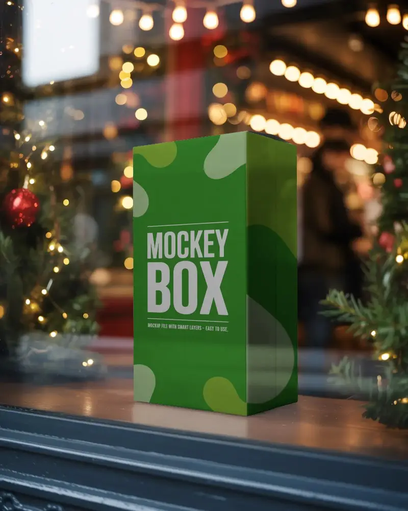 Sleek Vertical Gift Box Mockup For Product Packaging And Holiday Promotional Designs