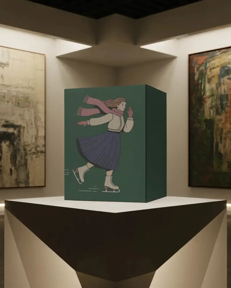 High Quality Rectangular Box Mockup On Pedestal Realistic Studio Background Fashionable Look