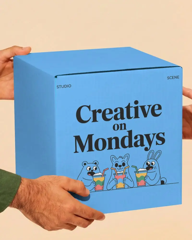 Realistic Cube Box Mockup With Human Hands For Packaging Design Presentation