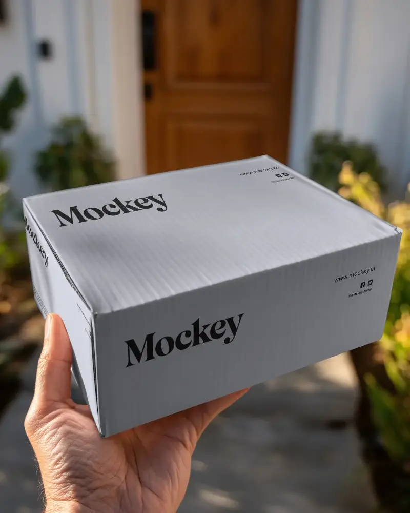 Hand Holding Plain Rigid Close Up Box Mockup For Branding Packaging Design Use