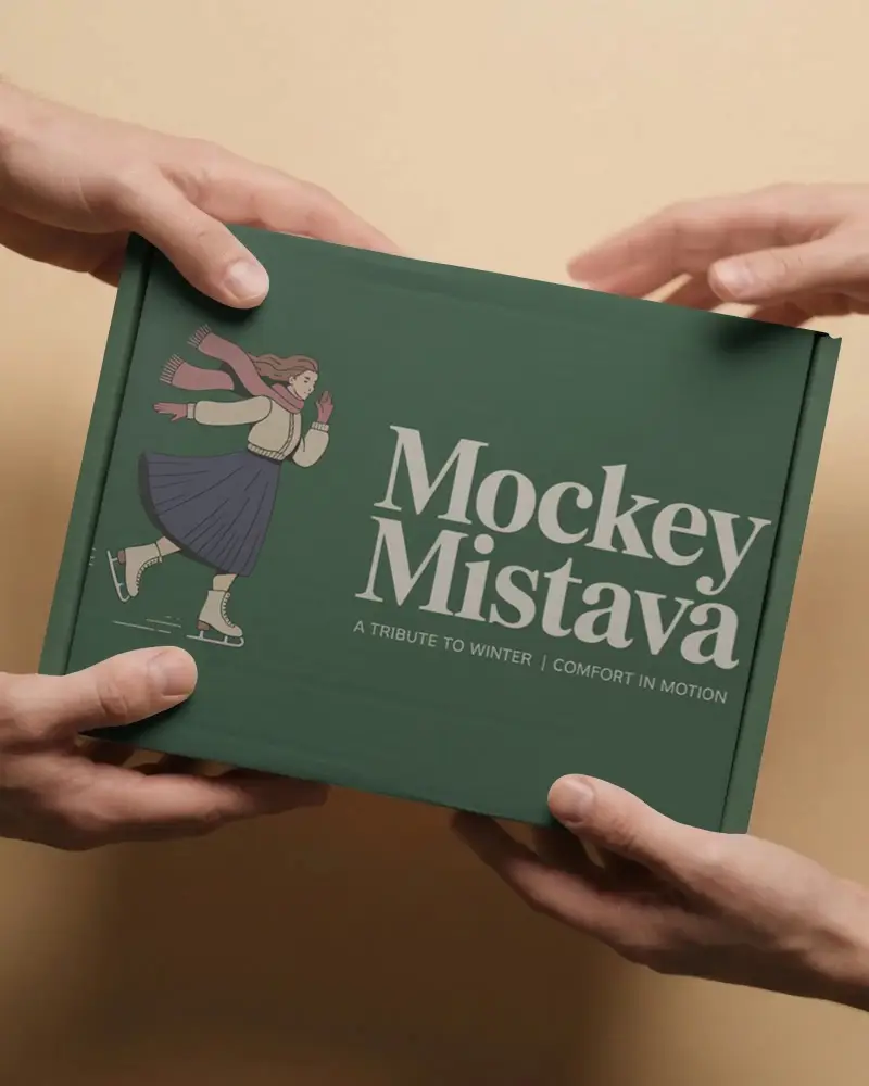 Person Passing Durable Corrugated Shipping Box Mockup For Secure And Safe Parcel Handling