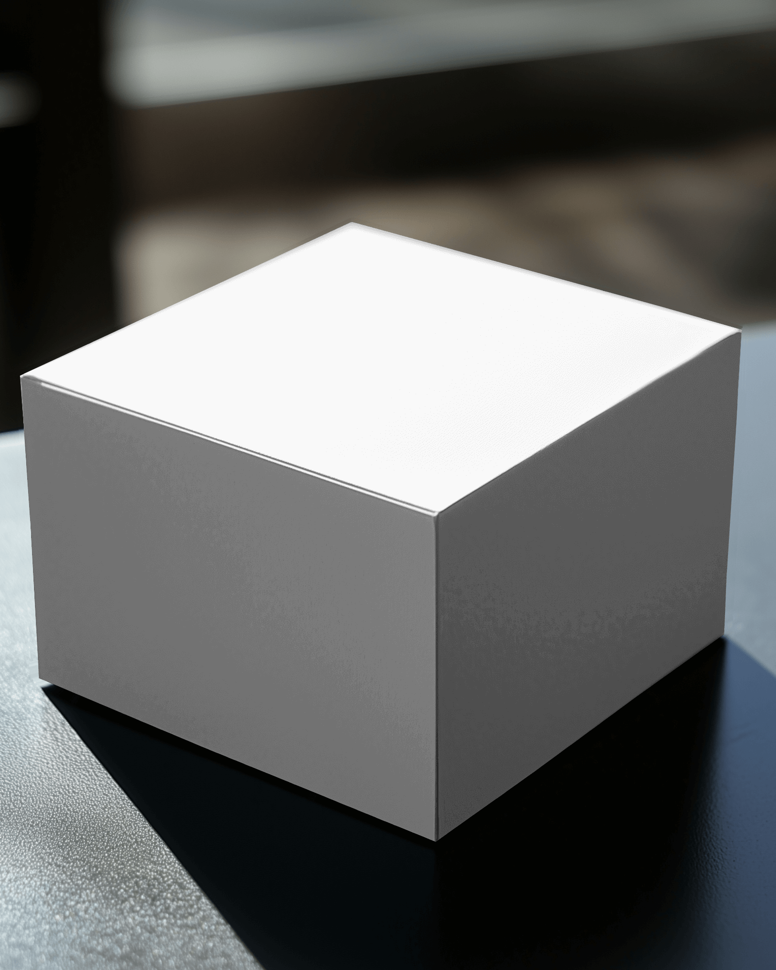 Moody Lighting Box Mockup Luxury Packaging On Dark Textured Surface With Contrasting Shadows And Highlights 0177