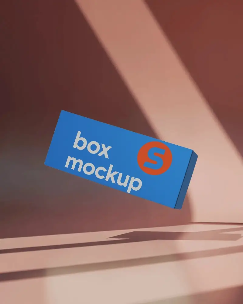 Long Rectangular Box Floating In Soft Spotlight On Red Toned Background Dramatic Shadow Play