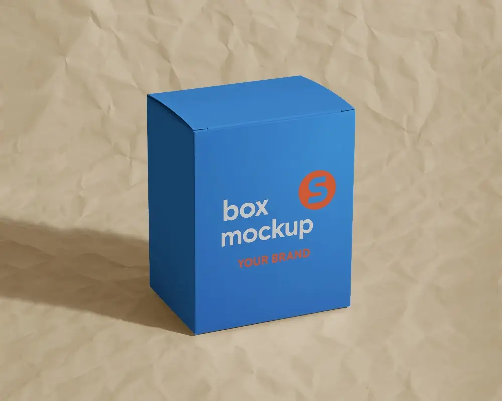 Box Mockup On Kraft Paper Backdrop Simple Light Shadow Minimal Look