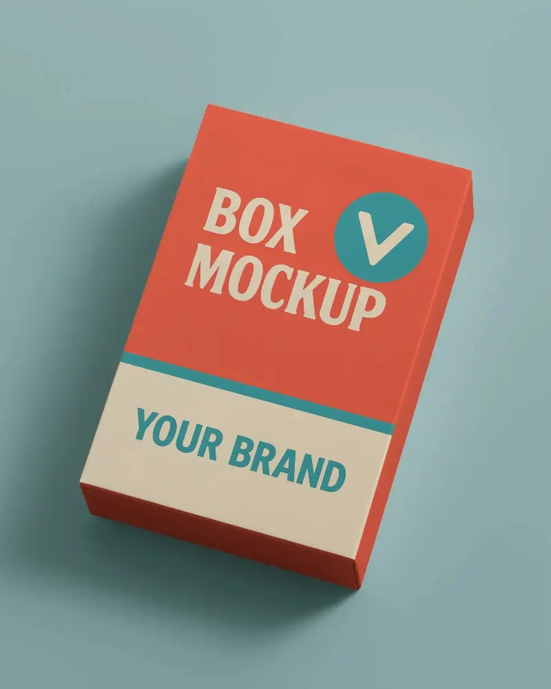Flat Top View Box Mockup On Minimal Pastel Background With Soft Shadow And Clean Perspective