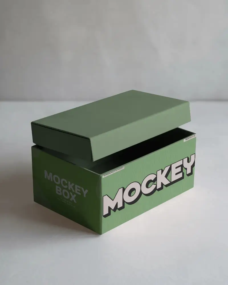 realistic-packaging-box-mockup-featuring-floating-lid-in-studio-on-white-texture