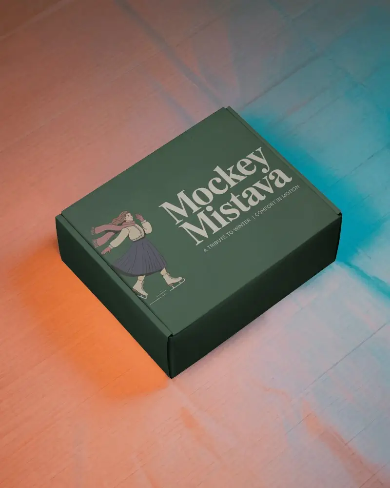 Gradient Light Box Mockup Flat Lay Colorful Floor Soft Glow Modern Packaging Design