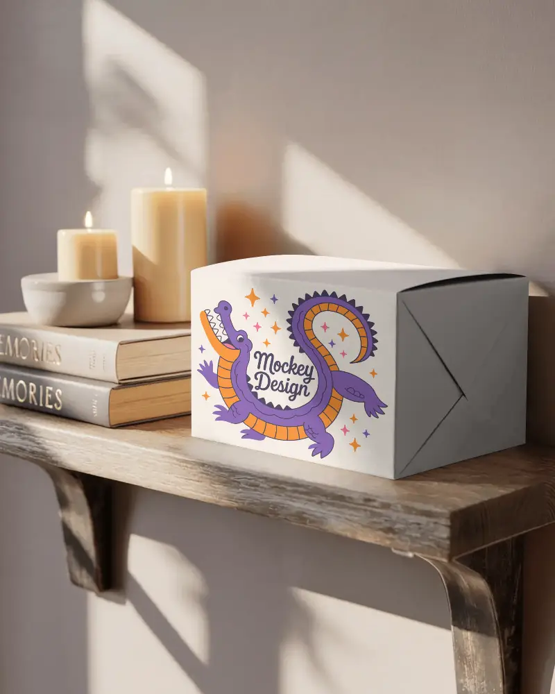rectangular-box-mockup-on-wooden-shelf-next-to-candles-and-books-in-sunlit-room
