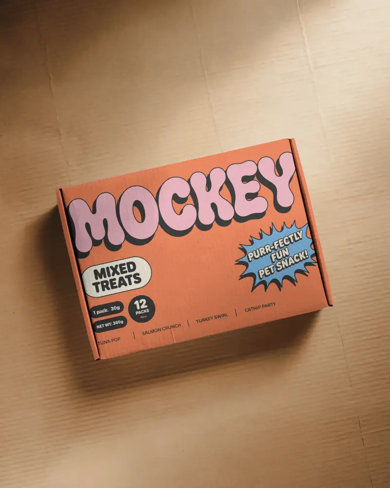 Flat Rectangular Shipping Box Mockup Top View On Brown Cardboard Surface