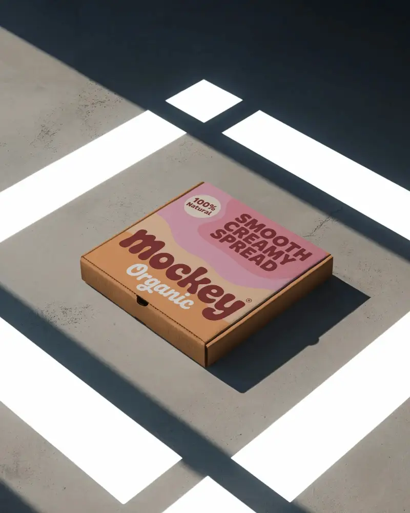 pizza-box-mockup-on-industrial-floor-geometric-light-shadows-futuristic-style