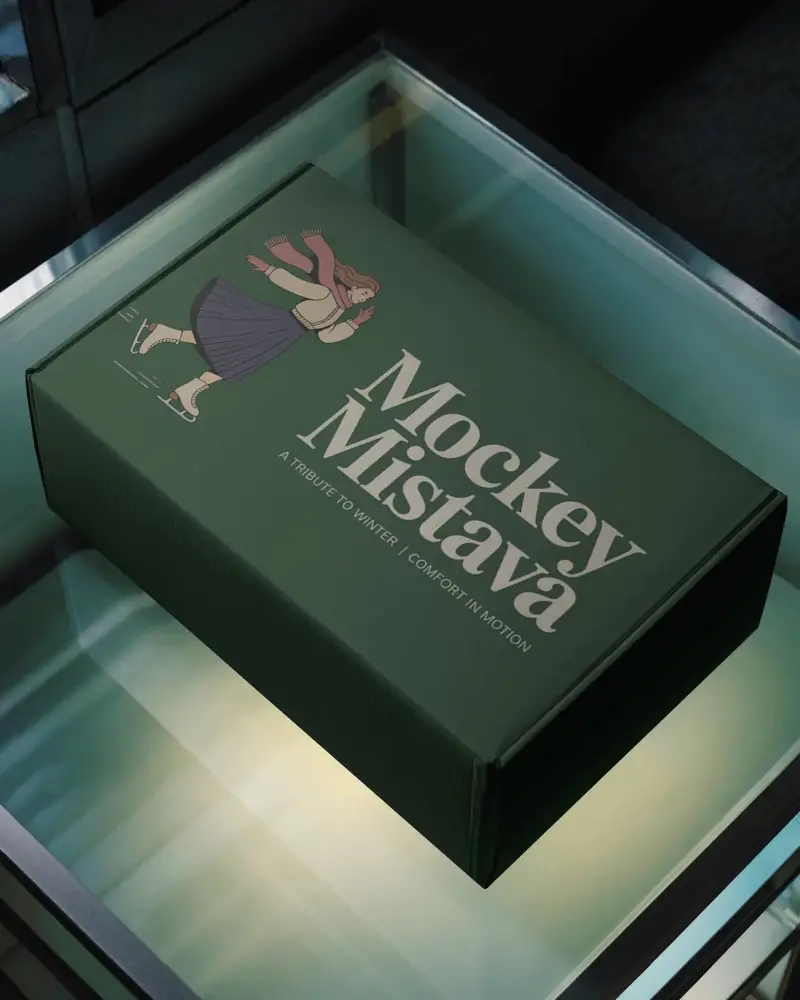 Premium Cardboard Box Mockup On Glass Table With Modern Reflection And Minimalist Design